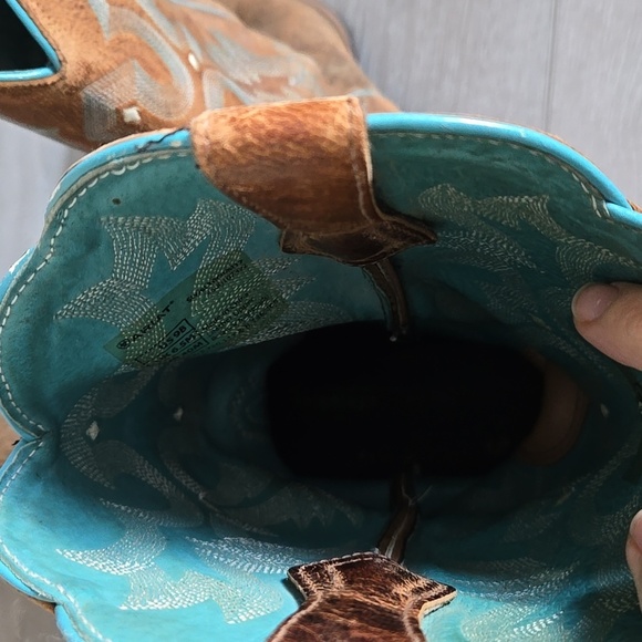 Ariat Women 10008017 Brown & Teal Western Boots Square Toe Shoes Sz 9B - Picture 10 of 15